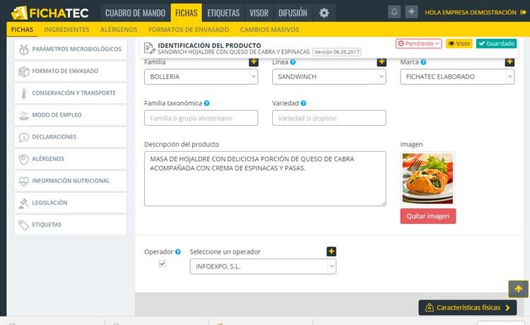 Crea nuevas fichas técnicas
