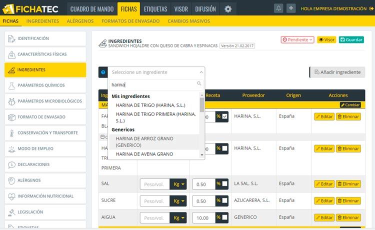 Una base de datos de más de 1.000 ingredientes